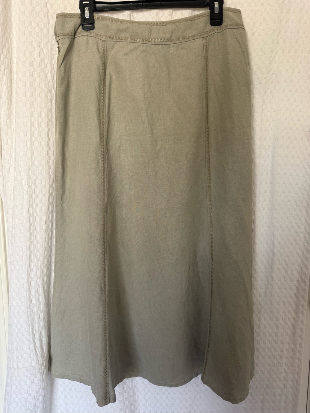 Per Una M&S Pure Linen A-Line Maxi Skirt Olive Khaki 12L Y2K - Picture 5 of 8